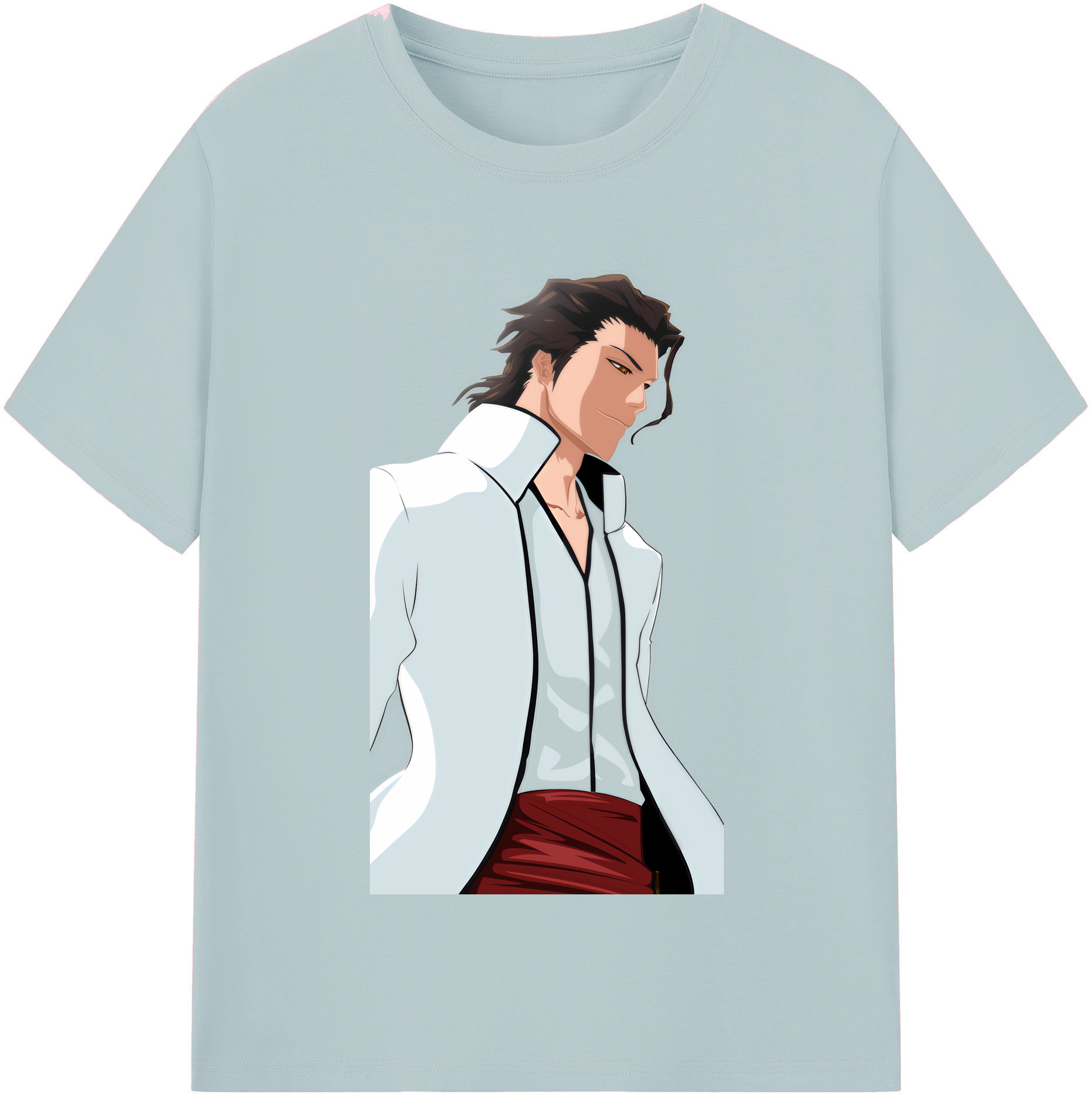 （画像用） ブリーチ 藍染 惣右介（あいぜん そうすけ） BLEACH Aizen Sousuke 綿100％半袖Tシャツ（フロントプリント）